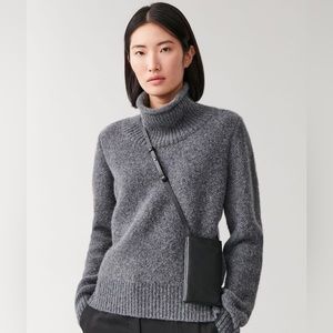 COS Black Leather Phone + Credit Card Crossbody